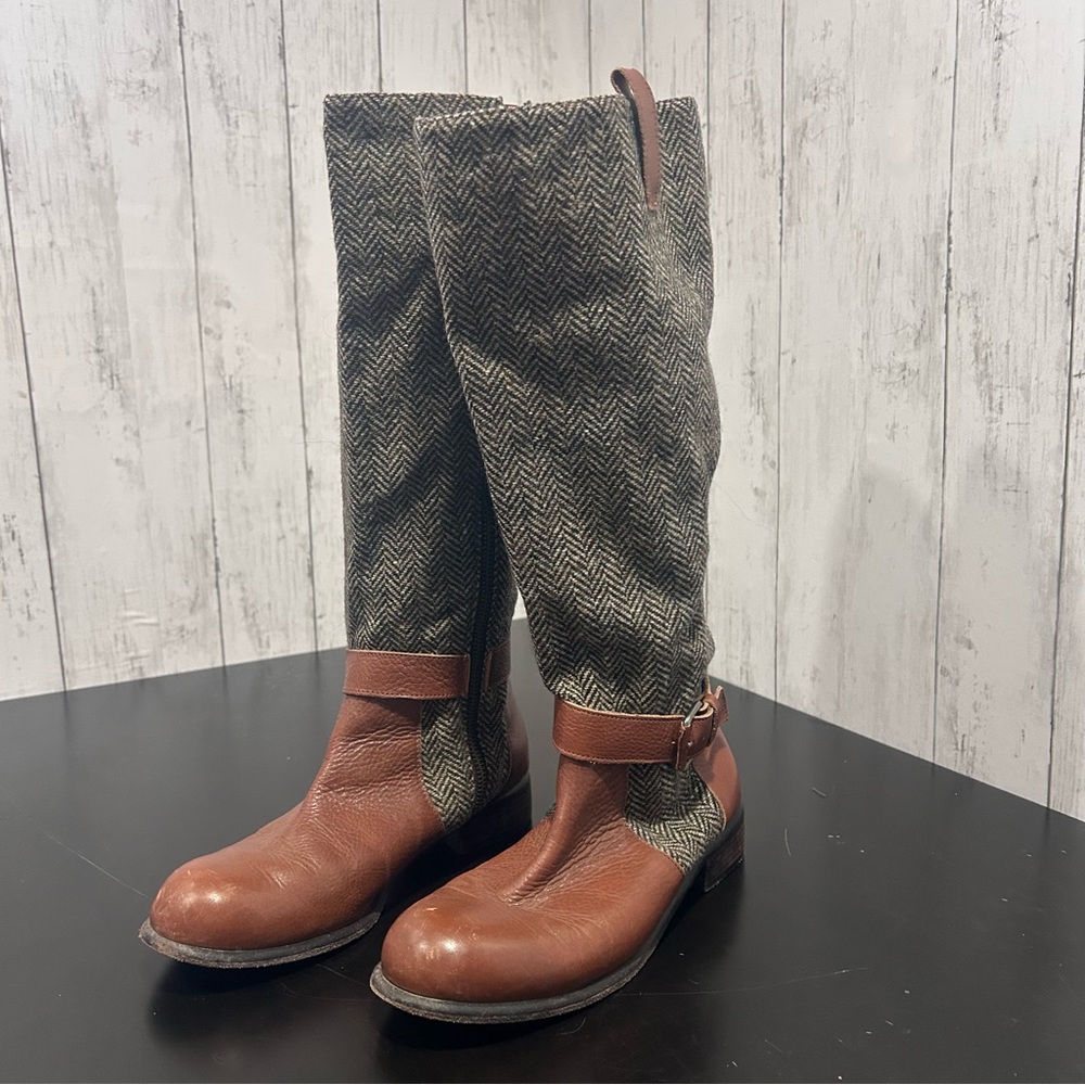 Schuler & Sons Herringbone
Wool Leather Boots Anthropologie Brown Women's Size 8